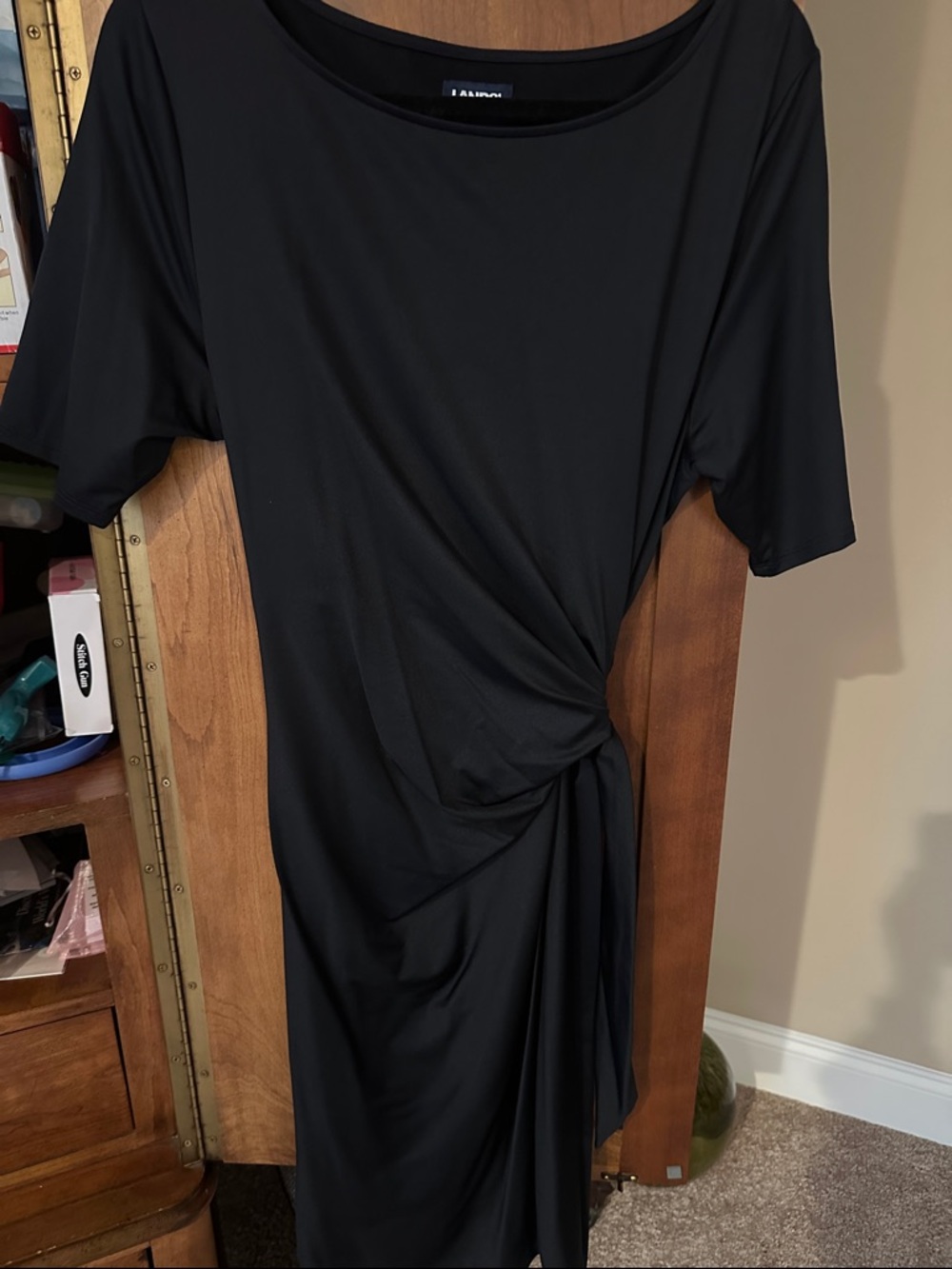 NWOT Lands' End Black Short-Sleeve Knot-Accent Midi Dress 

NEVER WORN